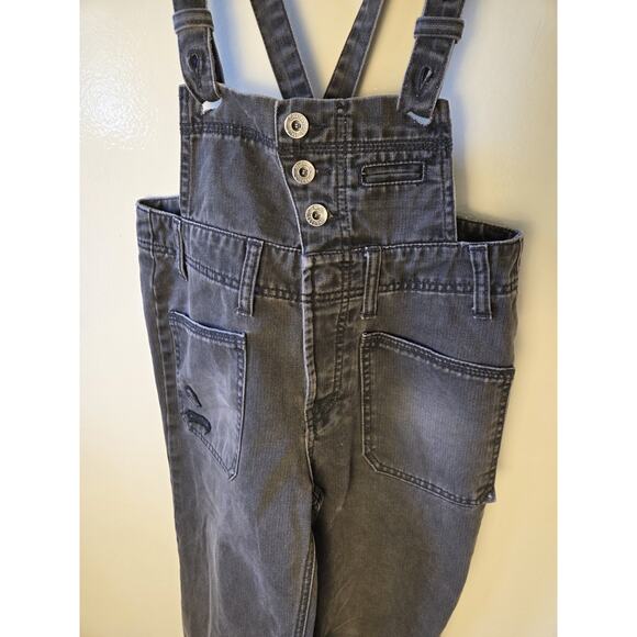 Rare Diesel 78 Womens Sz 26 Low Bib Jeans Faded Black Cross Strap Button Fly - Picture 1 of 10